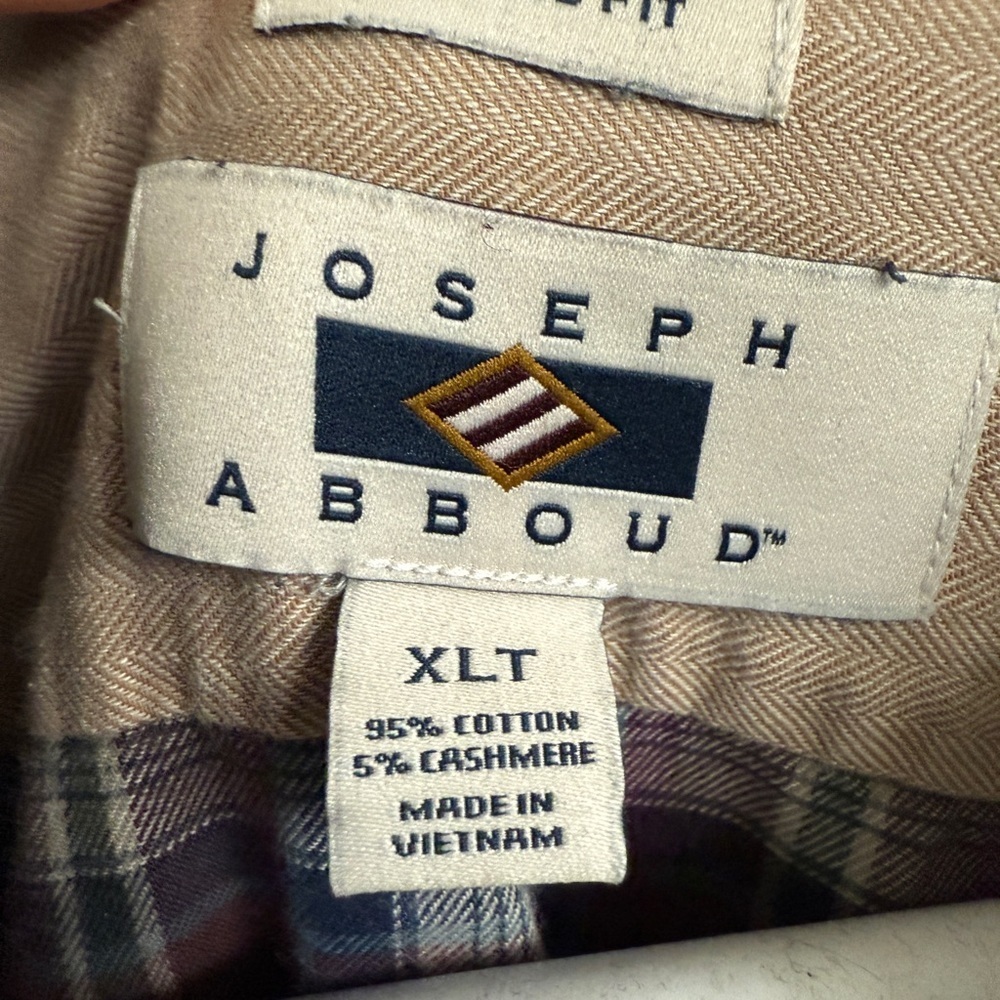 Joseph Abboud Cotton Cashmere Soft Burgundy Plaid Shirt XL Big and Tall Classic - Picture 2 of 7